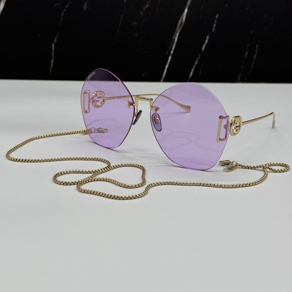 NEW GUCCI GG1203S 001 WITH GOLD CHAIN GUCCI SUNGLASSES main image 13